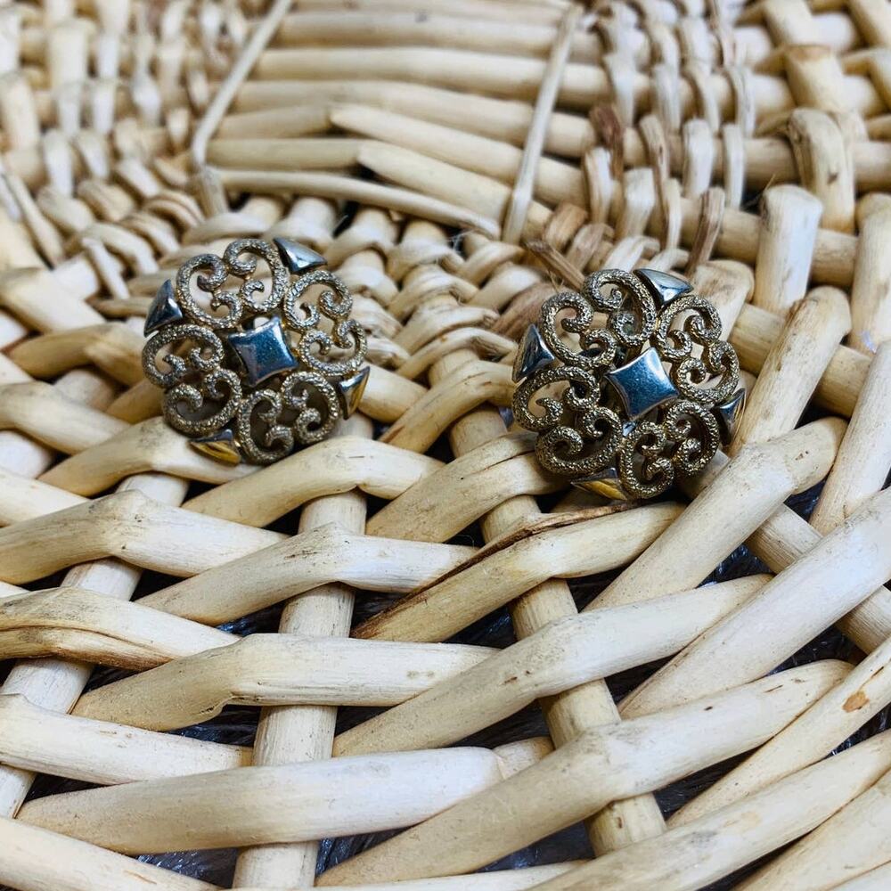 Gold 60s Clip On Earrings Marked Avon 7/8" diameter